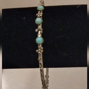 Silver and Turquoise Beaded Bracelet